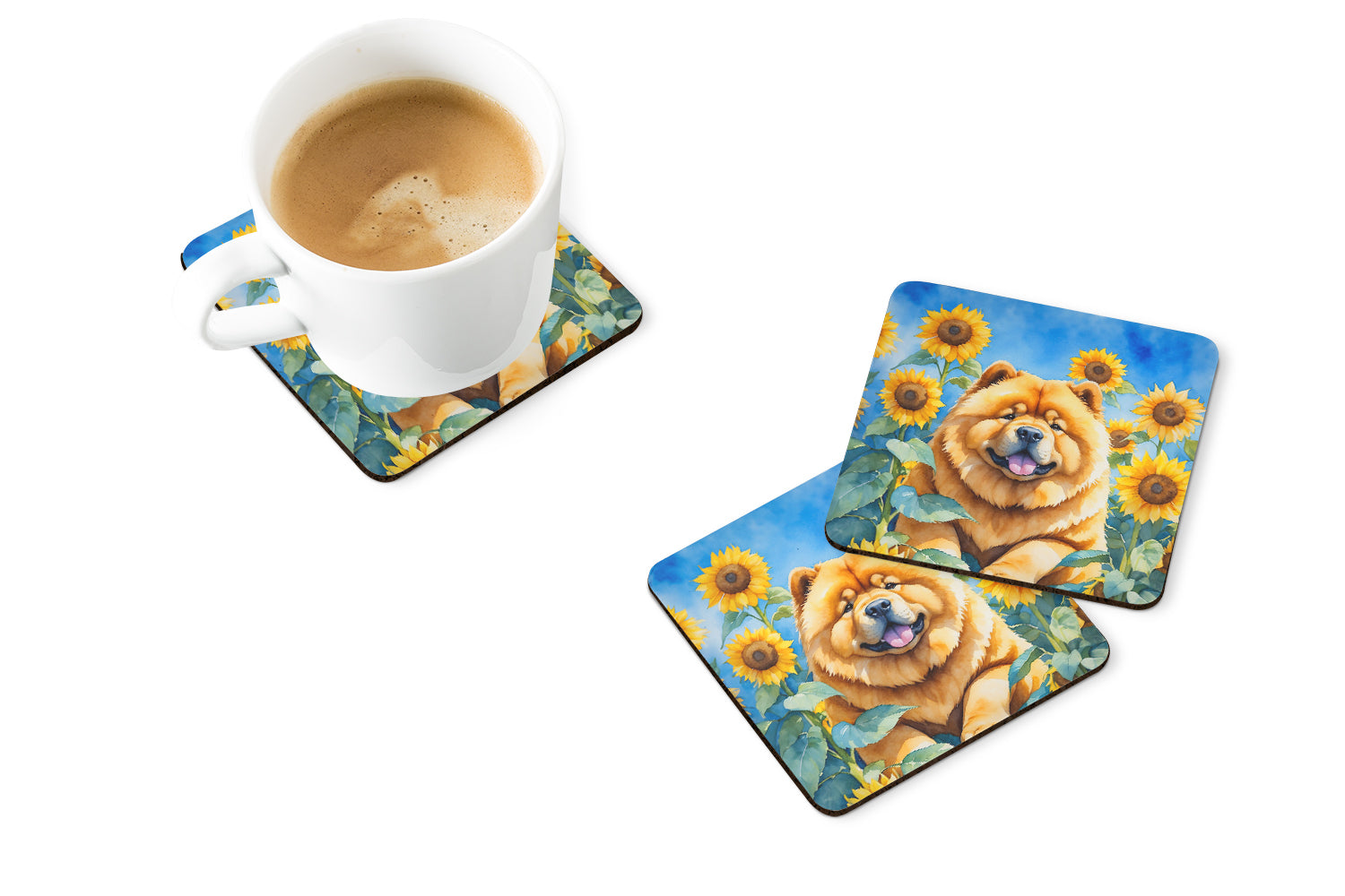 Buy this Chow Chow in Sunflowers Foam Coasters