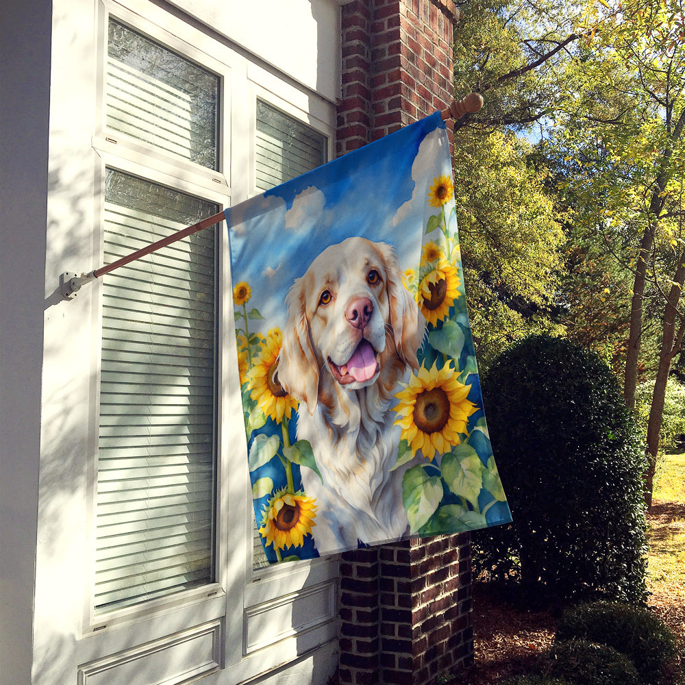 Buy this Clumber Spaniel in Sunflowers House Flag