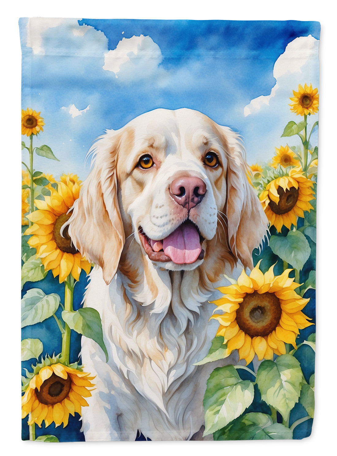 Buy this Clumber Spaniel in Sunflowers Garden Flag