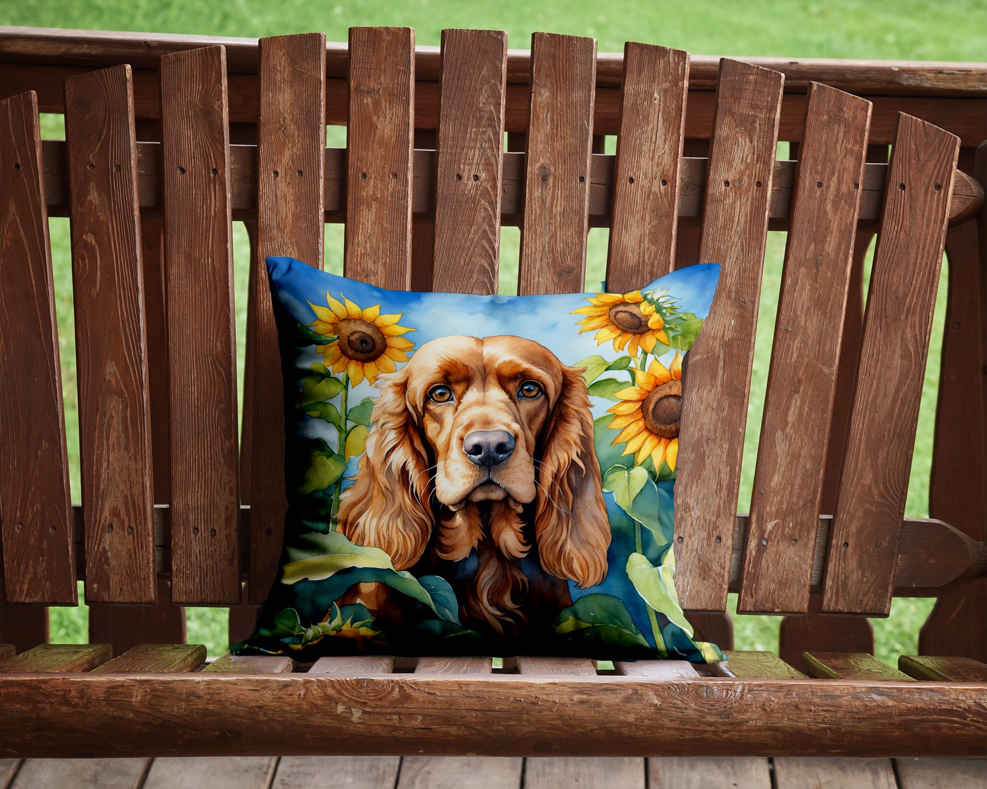 Buy this Cocker Spaniel in Sunflowers Throw Pillow