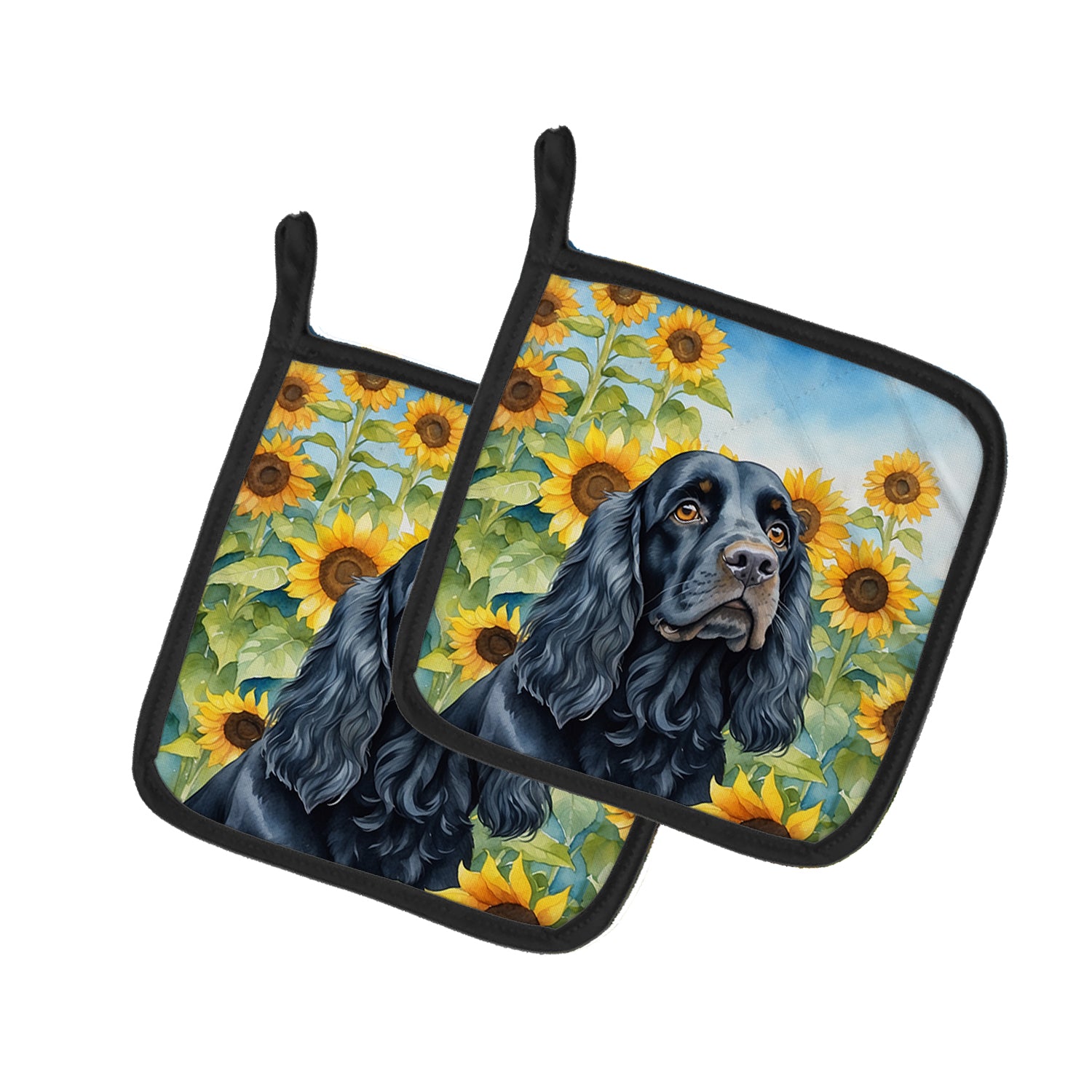 Buy this Cocker Spaniel in Sunflowers Pair of Pot Holders