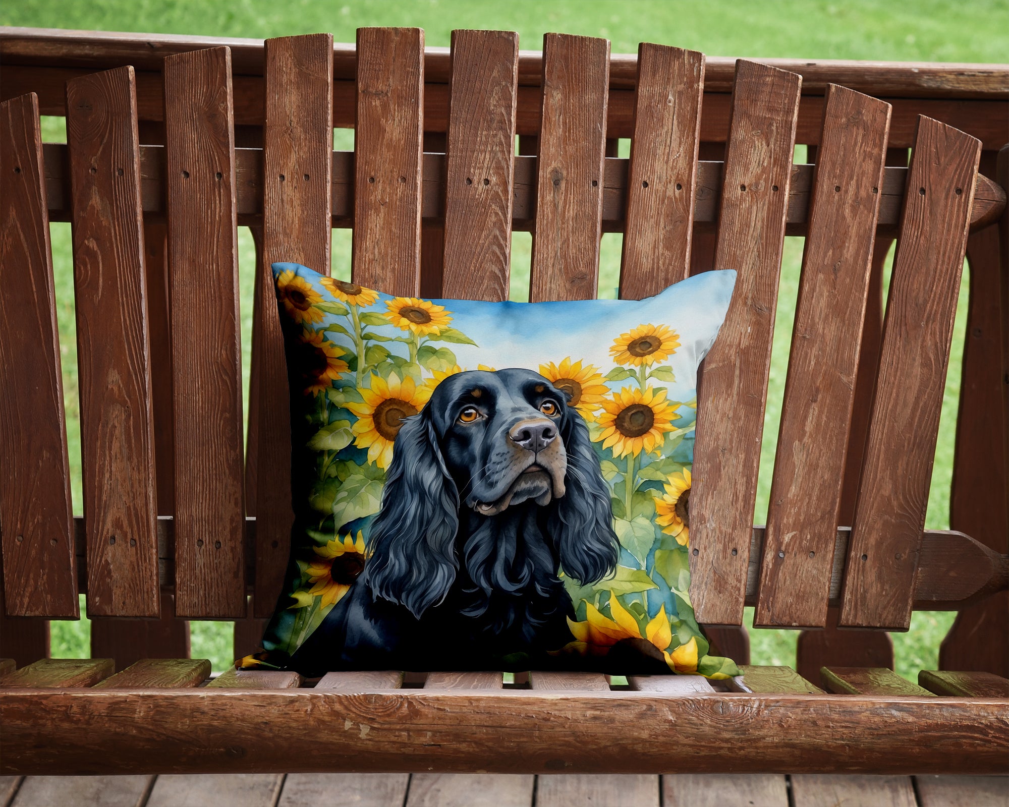 Buy this Cocker Spaniel in Sunflowers Throw Pillow