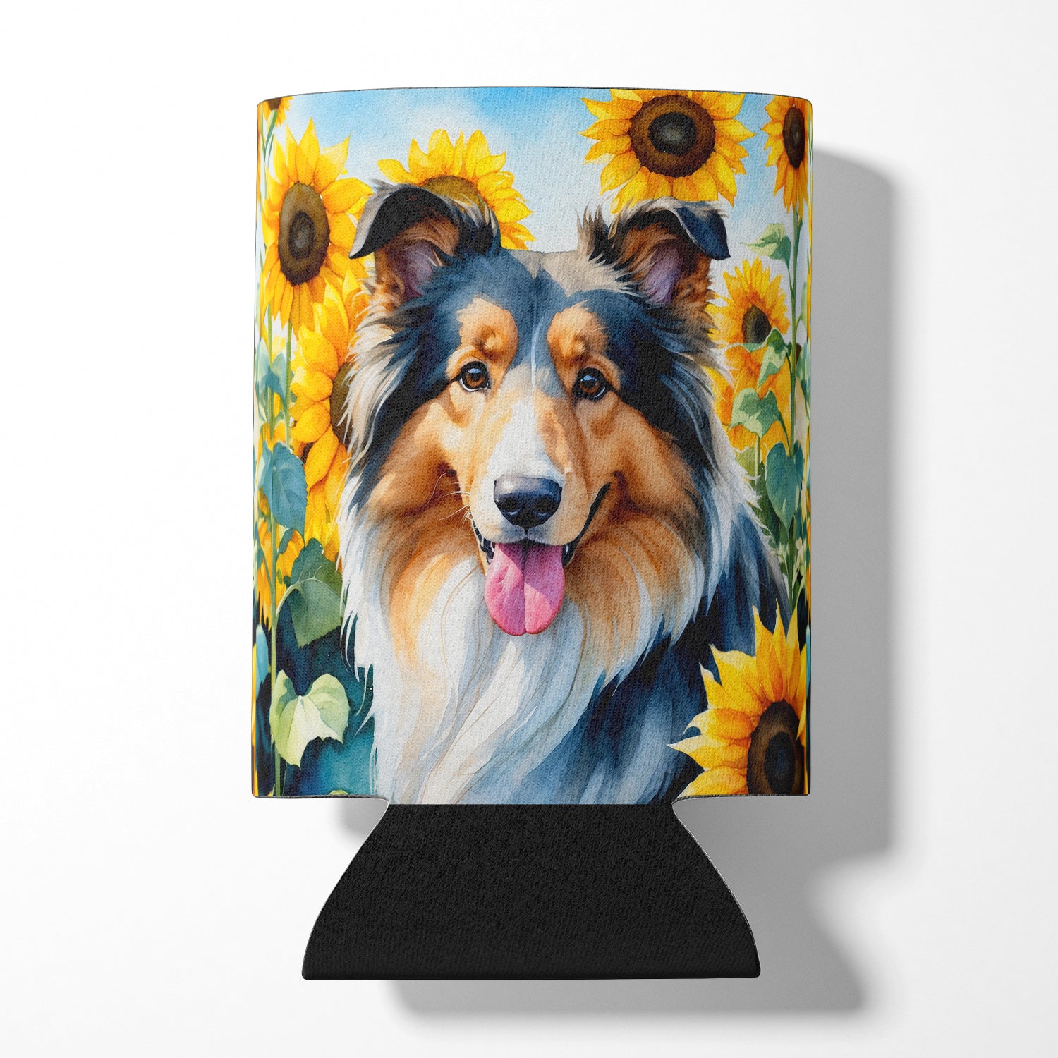 Buy this Collie in Sunflowers Can or Bottle Hugger
