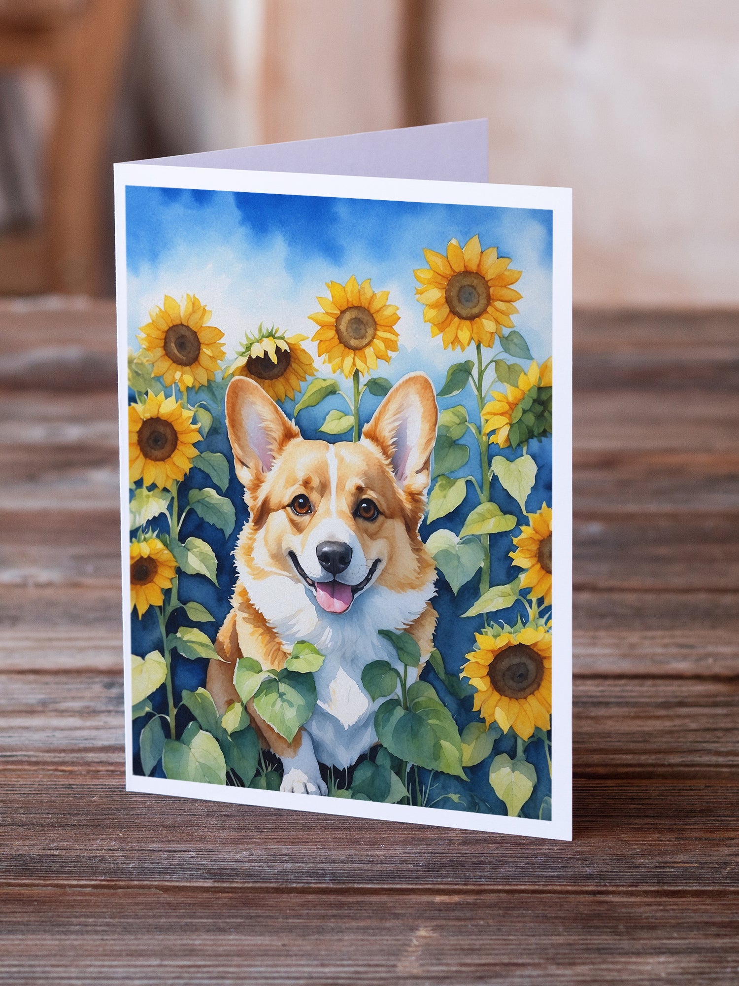 Buy this Corgi in Sunflowers Greeting Cards Pack of 8
