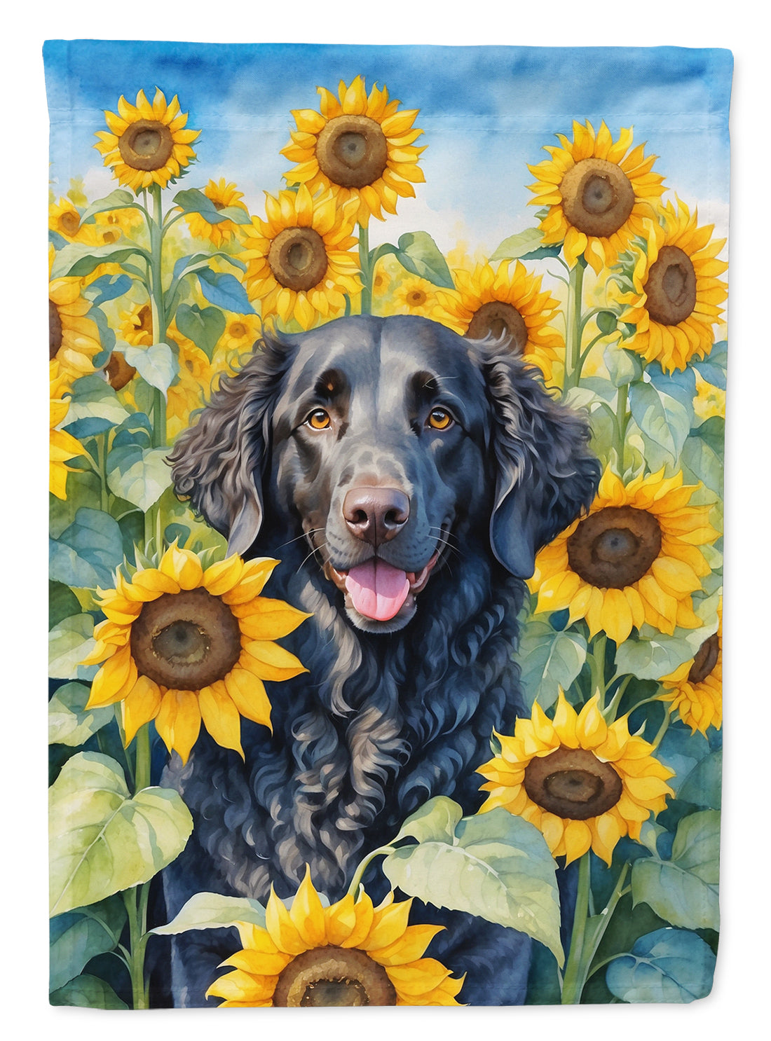 Buy this Curly-Coated Retriever in Sunflowers House Flag