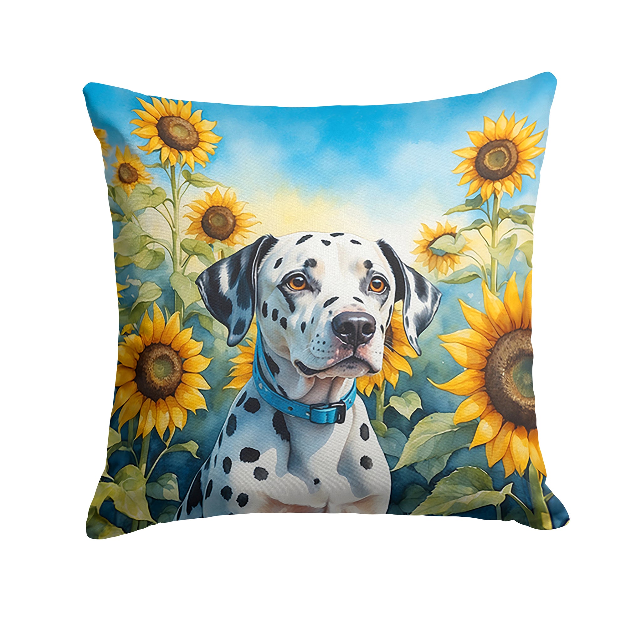 Buy this Dalmatian in Sunflowers Throw Pillow