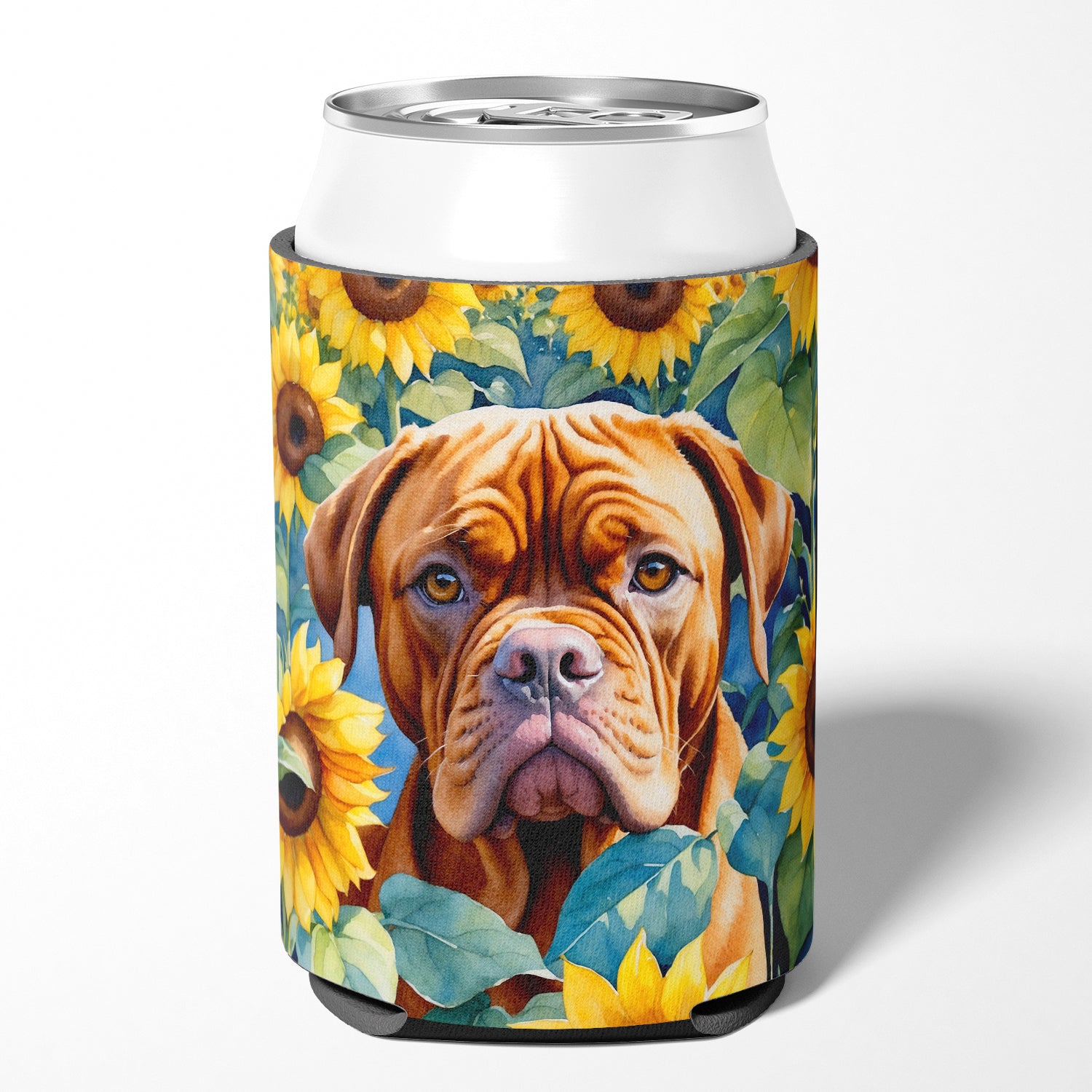 Buy this Dogue de Bordeaux in Sunflowers Can or Bottle Hugger