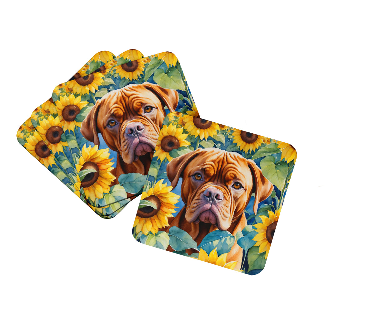 Buy this Dogue de Bordeaux in Sunflowers Foam Coasters