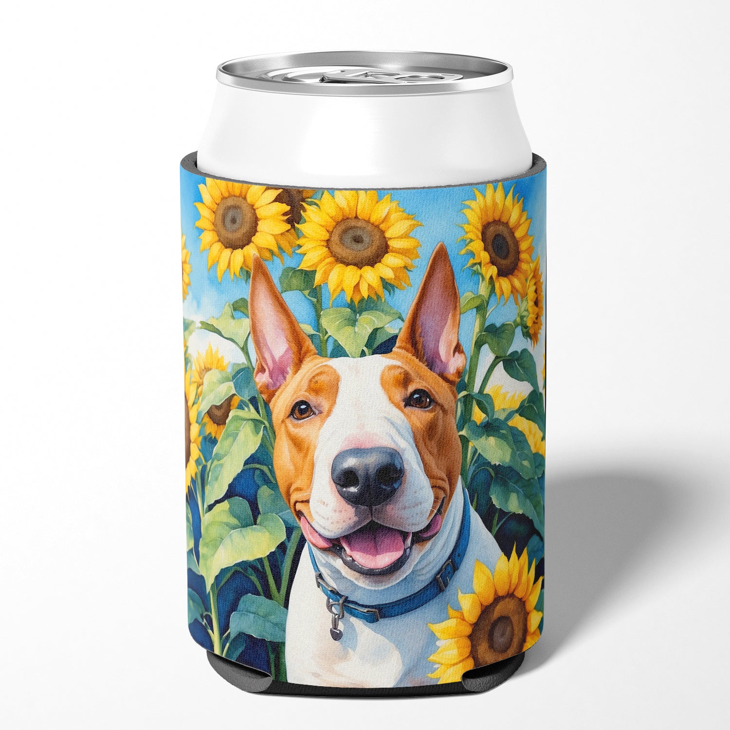 Buy this English Bull Terrier in Sunflowers Can or Bottle Hugger