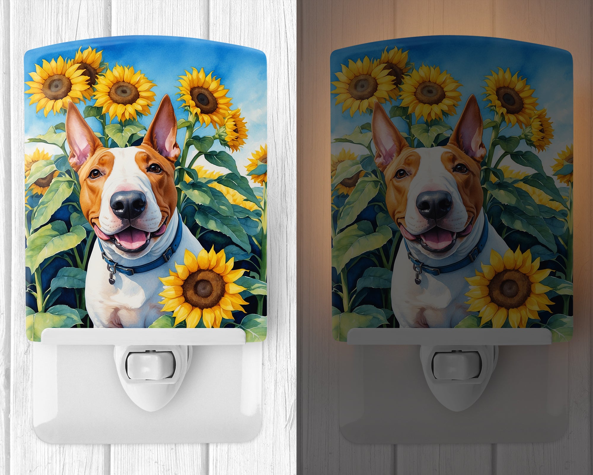 Buy this English Bull Terrier in Sunflowers Ceramic Night Light