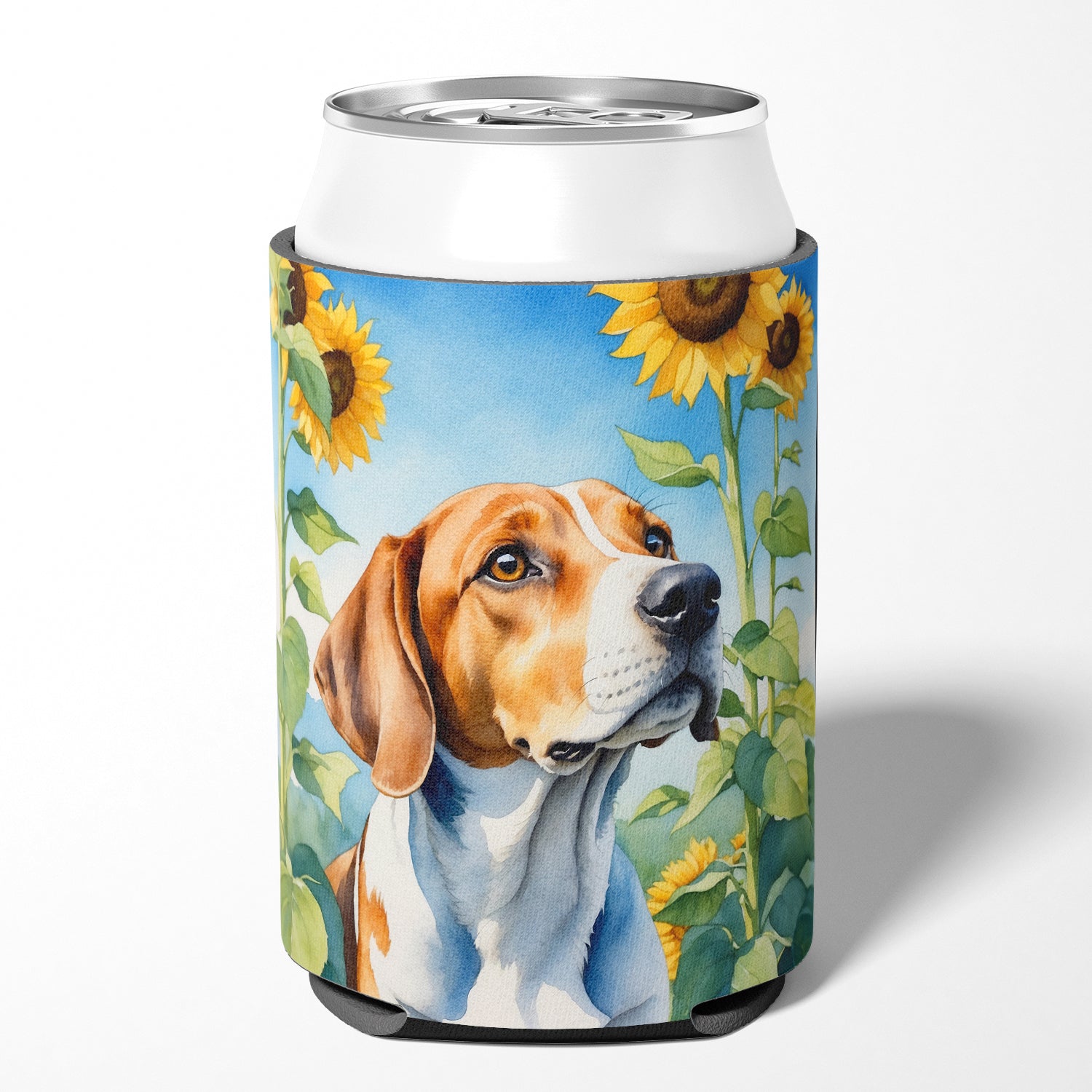 Buy this English Foxhound in Sunflowers Can or Bottle Hugger