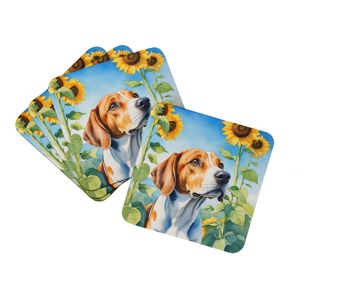 Buy this English Foxhound in Sunflowers Foam Coasters