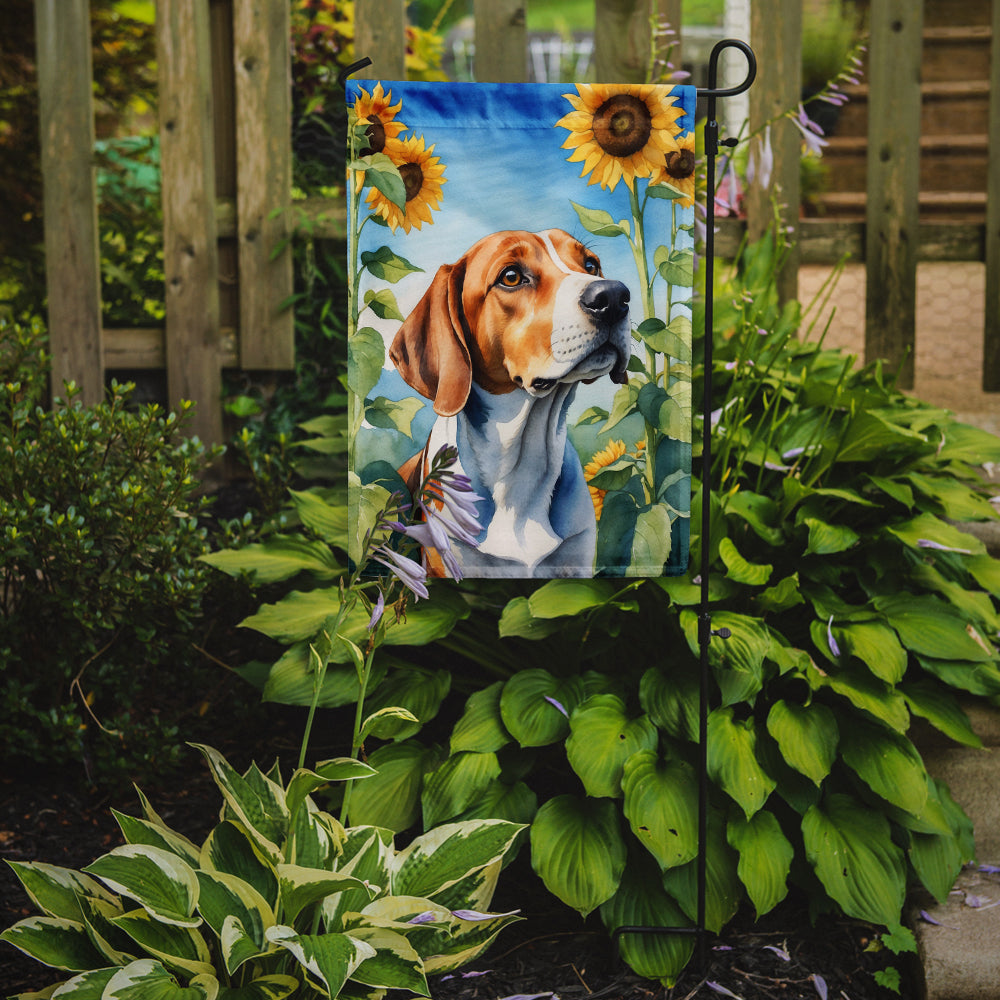 English Foxhound in Sunflowers Garden Flag