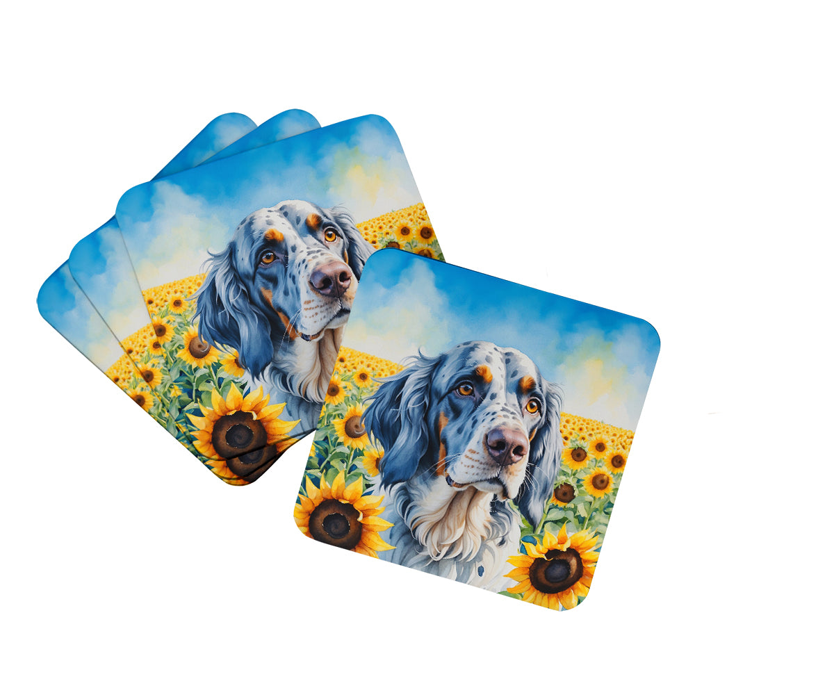 Buy this English Setter in Sunflowers Foam Coasters