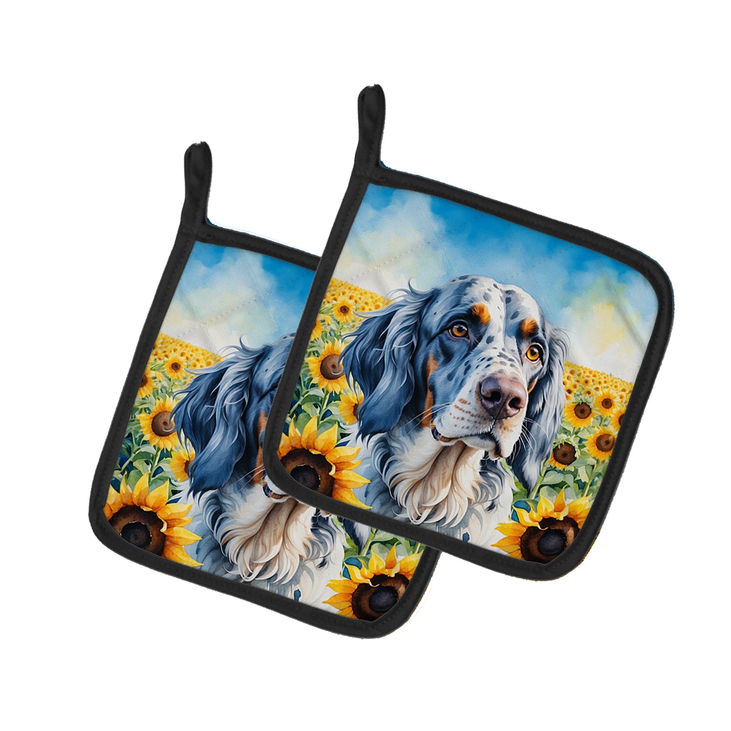 Buy this English Setter in Sunflowers Pair of Pot Holders