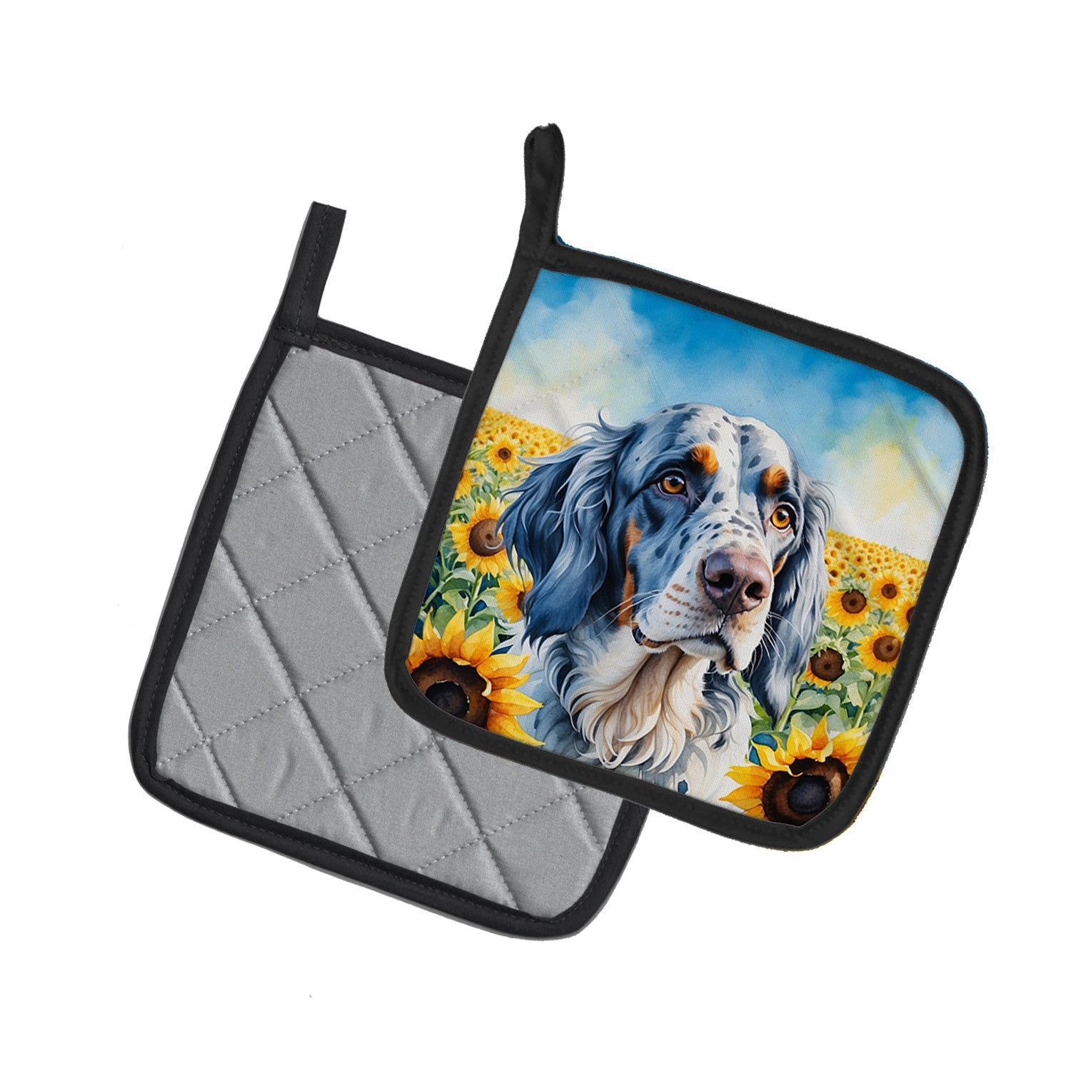 English Setter in Sunflowers Pair of Pot Holders