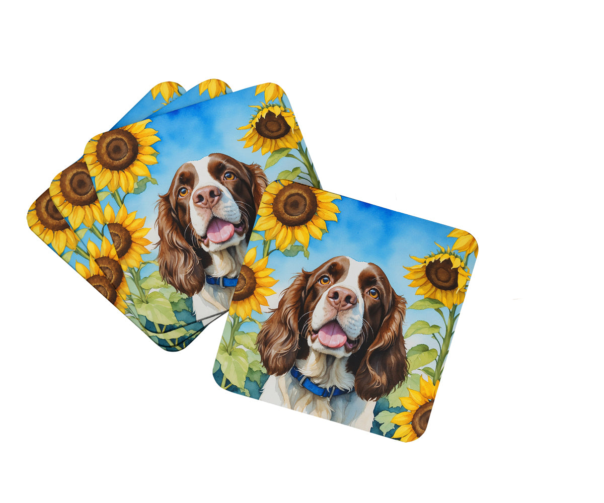 Buy this English Springer Spaniel in Sunflowers Foam Coasters