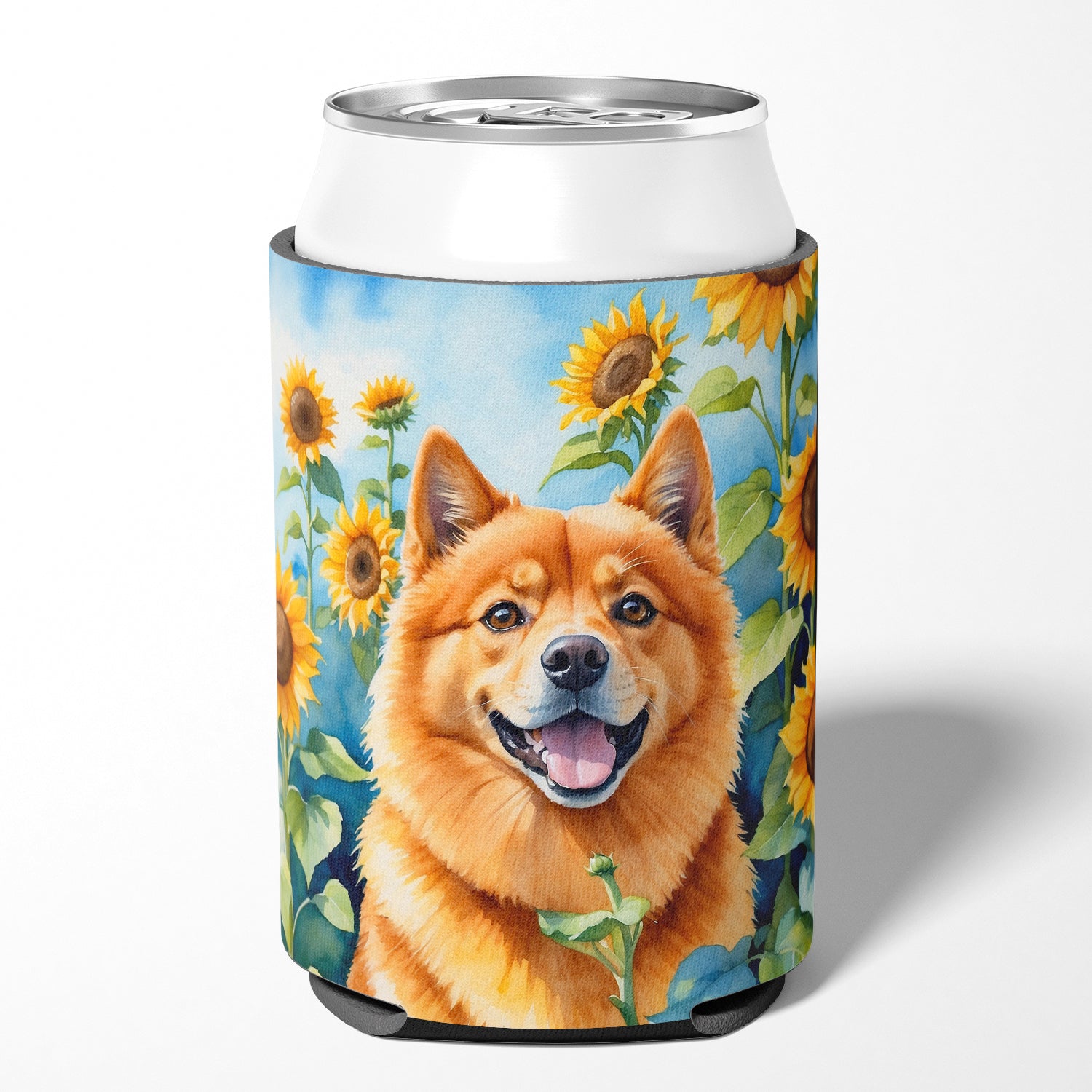 Buy this Finnish Spitz in Sunflowers Can or Bottle Hugger