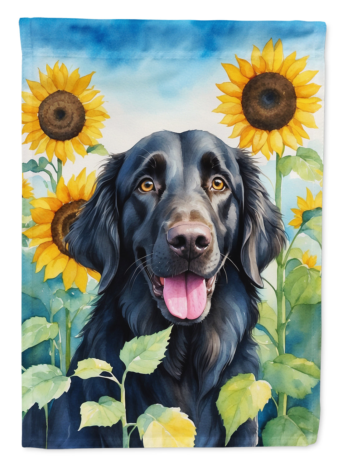 Buy this Flat-Coated Retriever in Sunflowers House Flag