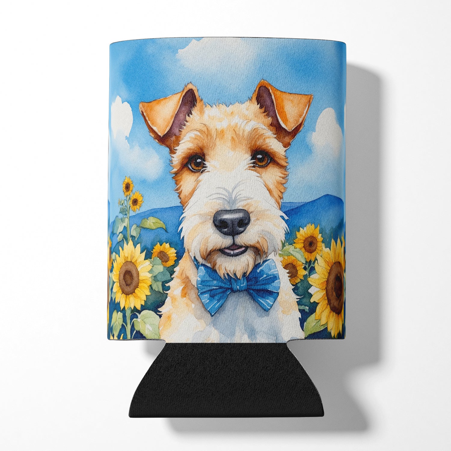 Buy this Fox Terrier in Sunflowers Can or Bottle Hugger
