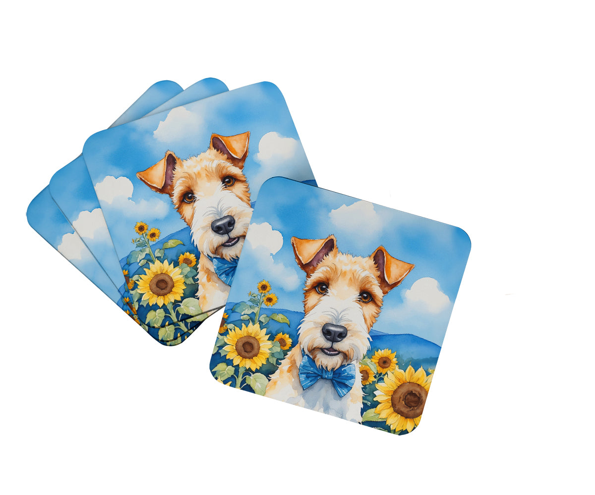 Buy this Fox Terrier in Sunflowers Foam Coasters