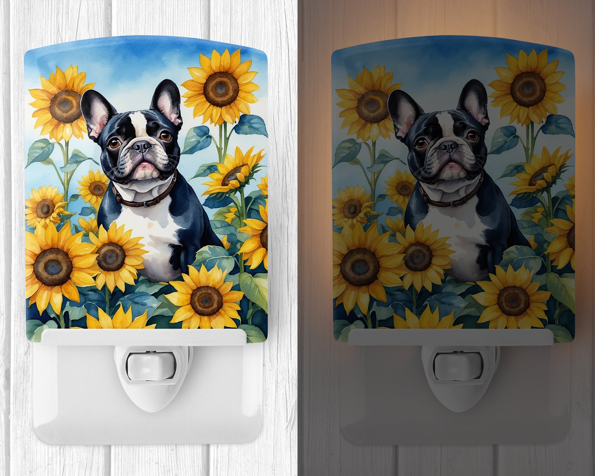 Buy this French Bulldog in Sunflowers Ceramic Night Light