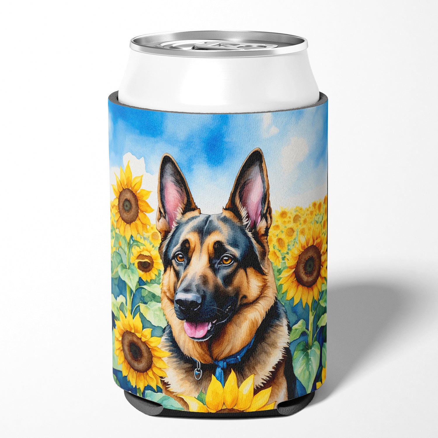 Buy this German Shepherd in Sunflowers Can or Bottle Hugger