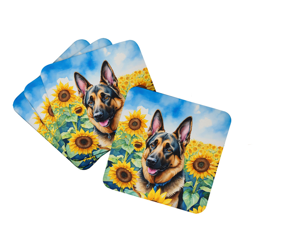 Buy this German Shepherd in Sunflowers Foam Coasters