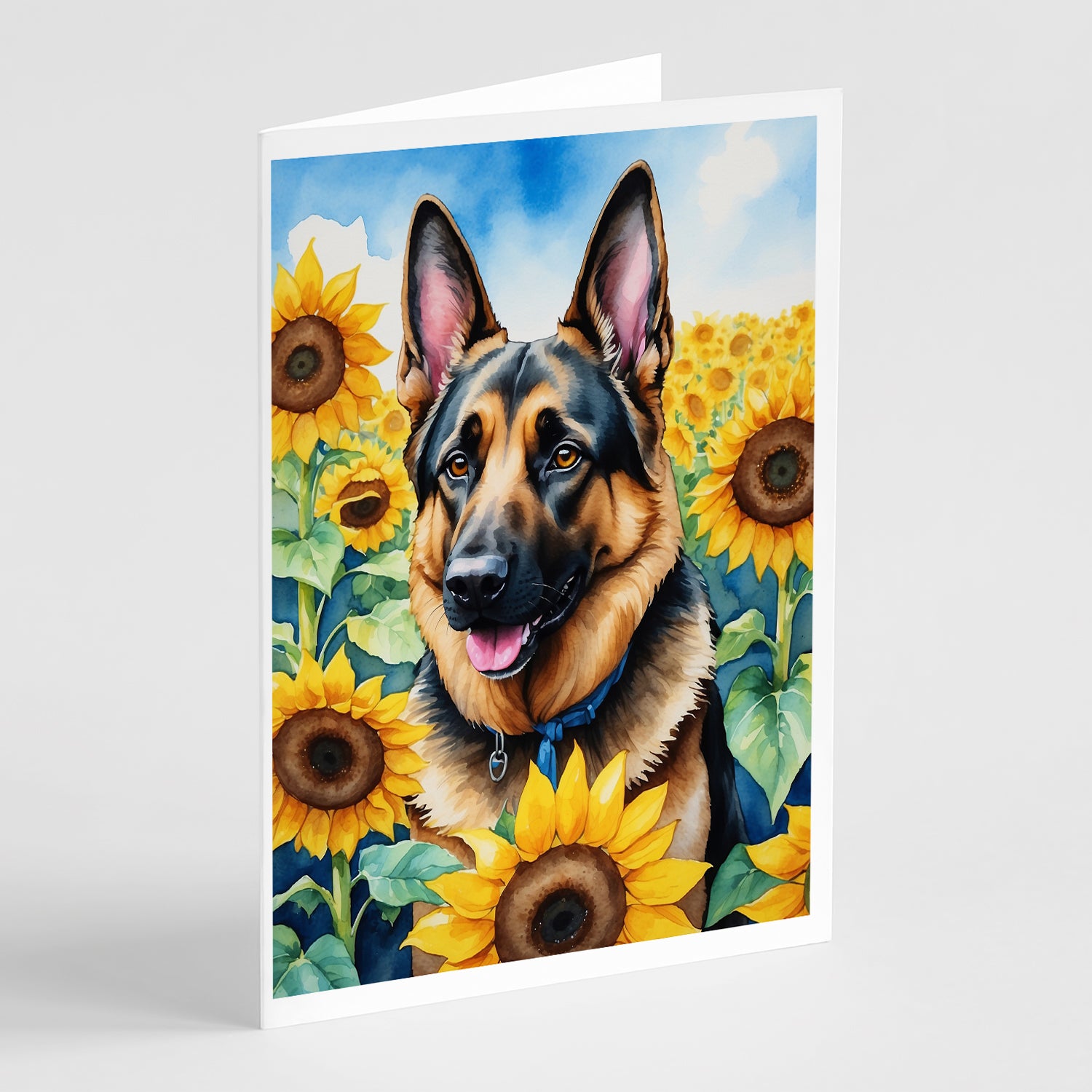 Buy this German Shepherd in Sunflowers Greeting Cards Pack of 8