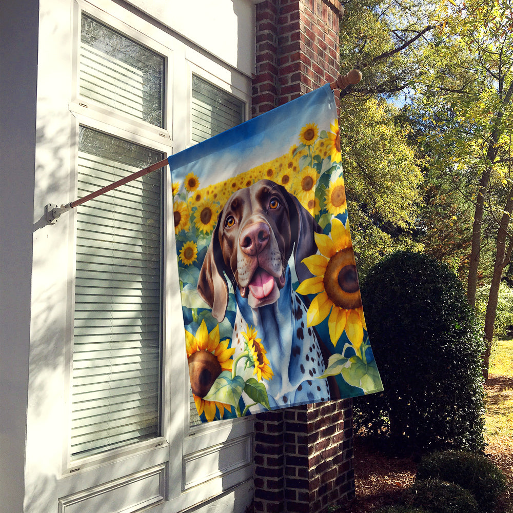 Buy this German Shorthaired Pointer in Sunflowers House Flag