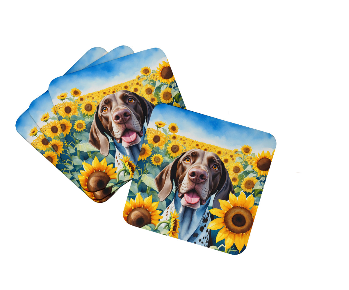 Buy this German Shorthaired Pointer in Sunflowers Foam Coasters