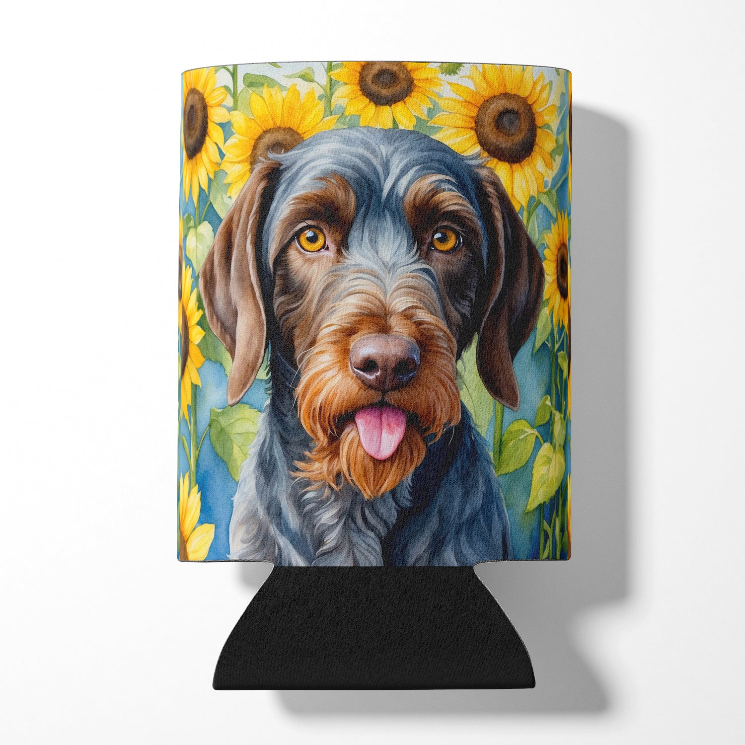 Buy this German Wirehaired Pointer in Sunflowers Can or Bottle Hugger