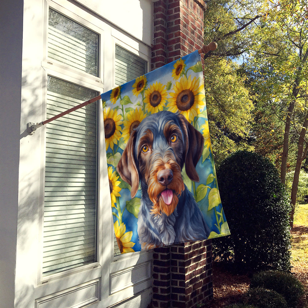 Buy this German Wirehaired Pointer in Sunflowers House Flag