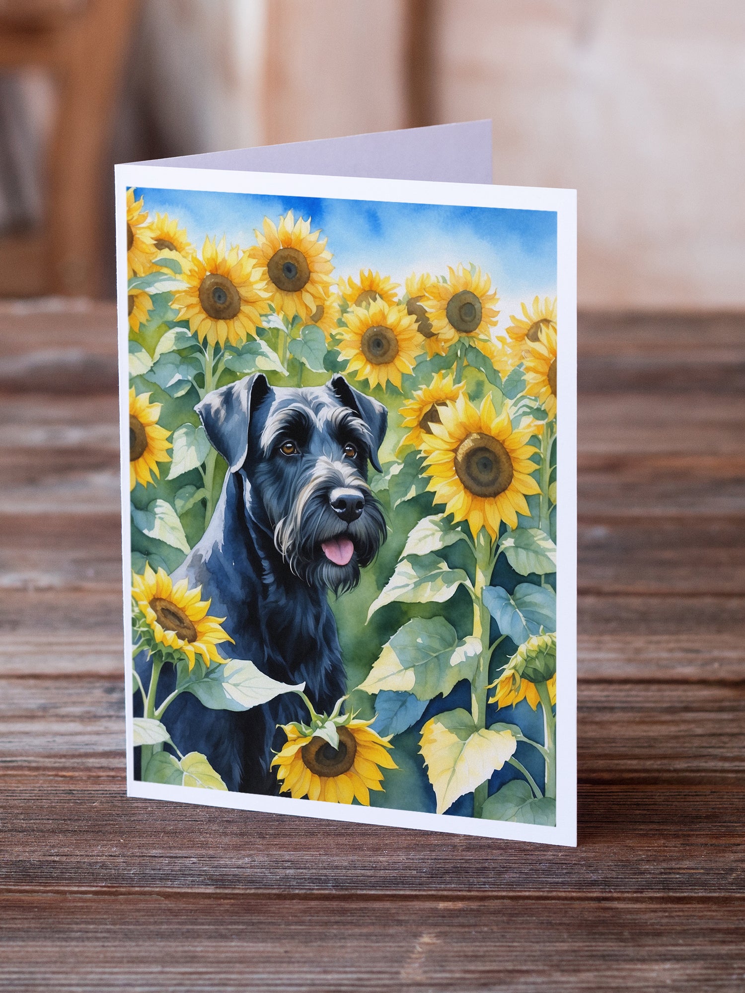 Buy this Giant Schnauzer in Sunflowers Greeting Cards Pack of 8