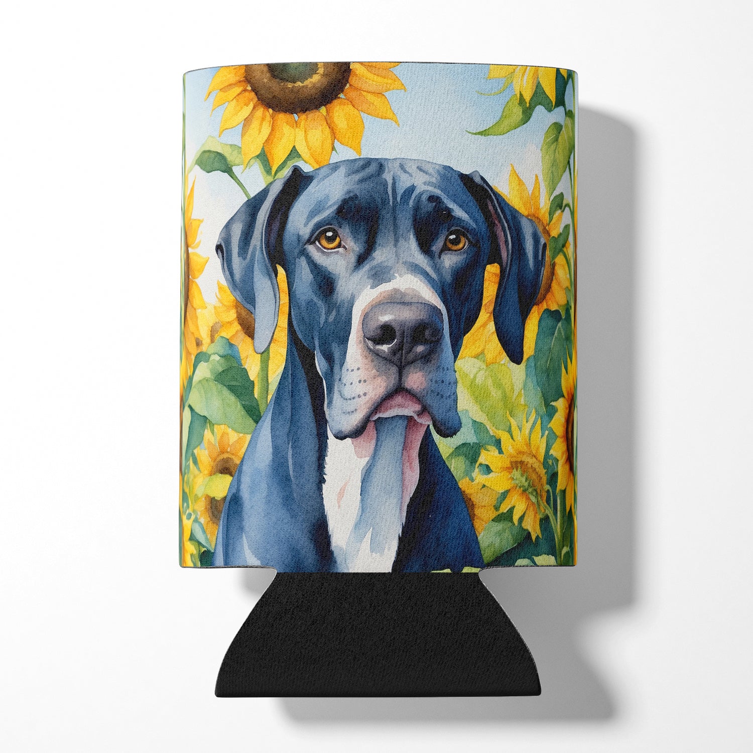 Buy this Great Dane in Sunflowers Can or Bottle Hugger