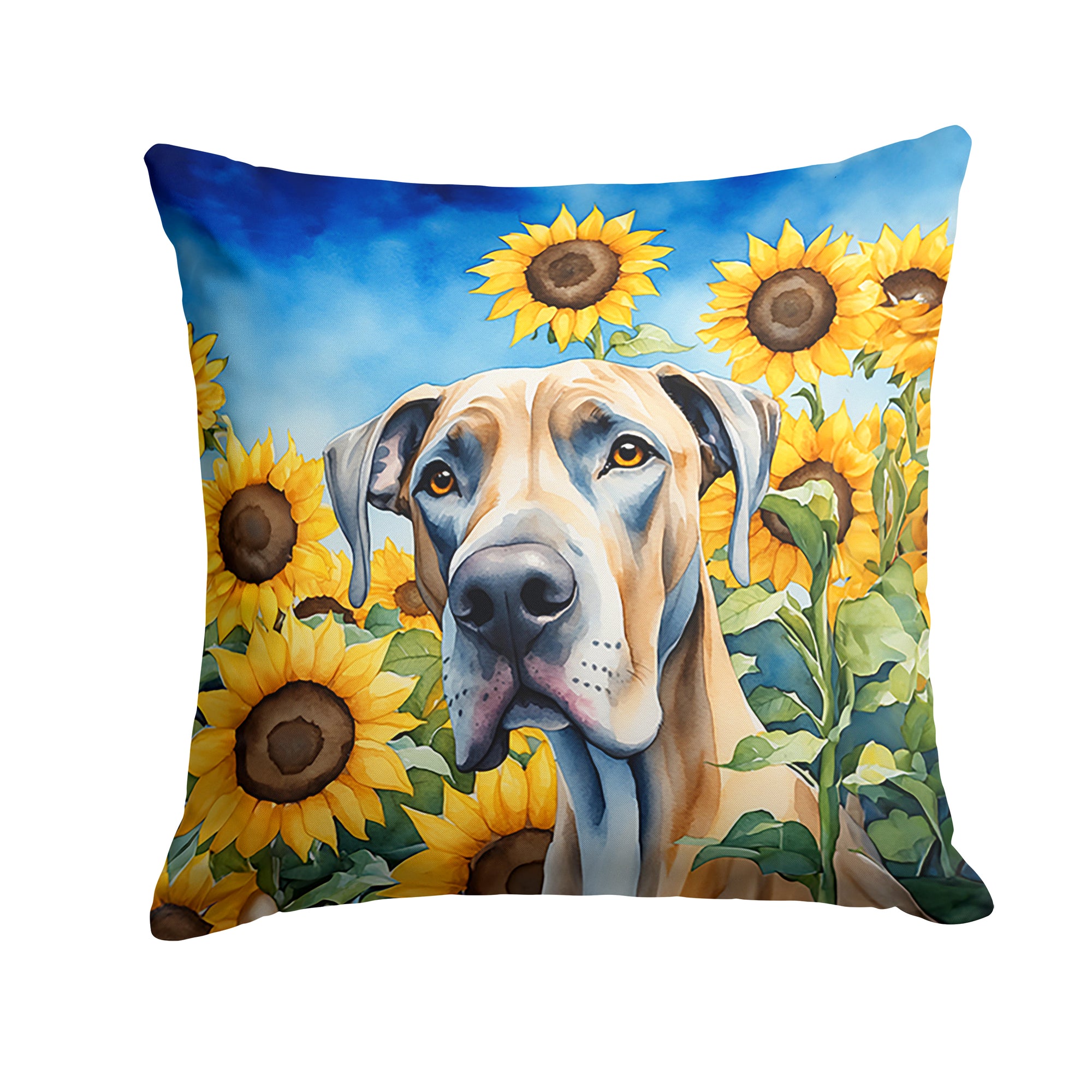 Buy this Great Dane in Sunflowers Throw Pillow