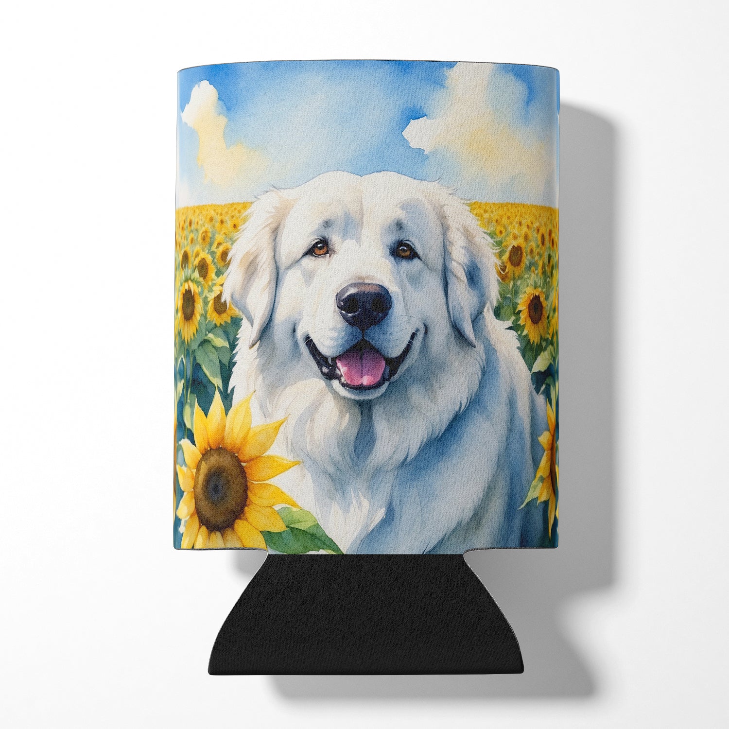Buy this Great Pyrenees in Sunflowers Can or Bottle Hugger