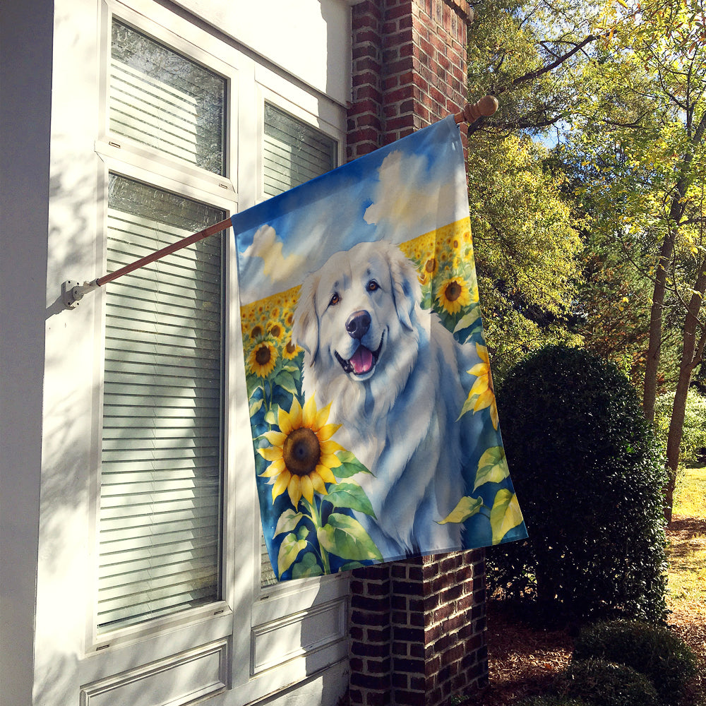 Buy this Great Pyrenees in Sunflowers House Flag