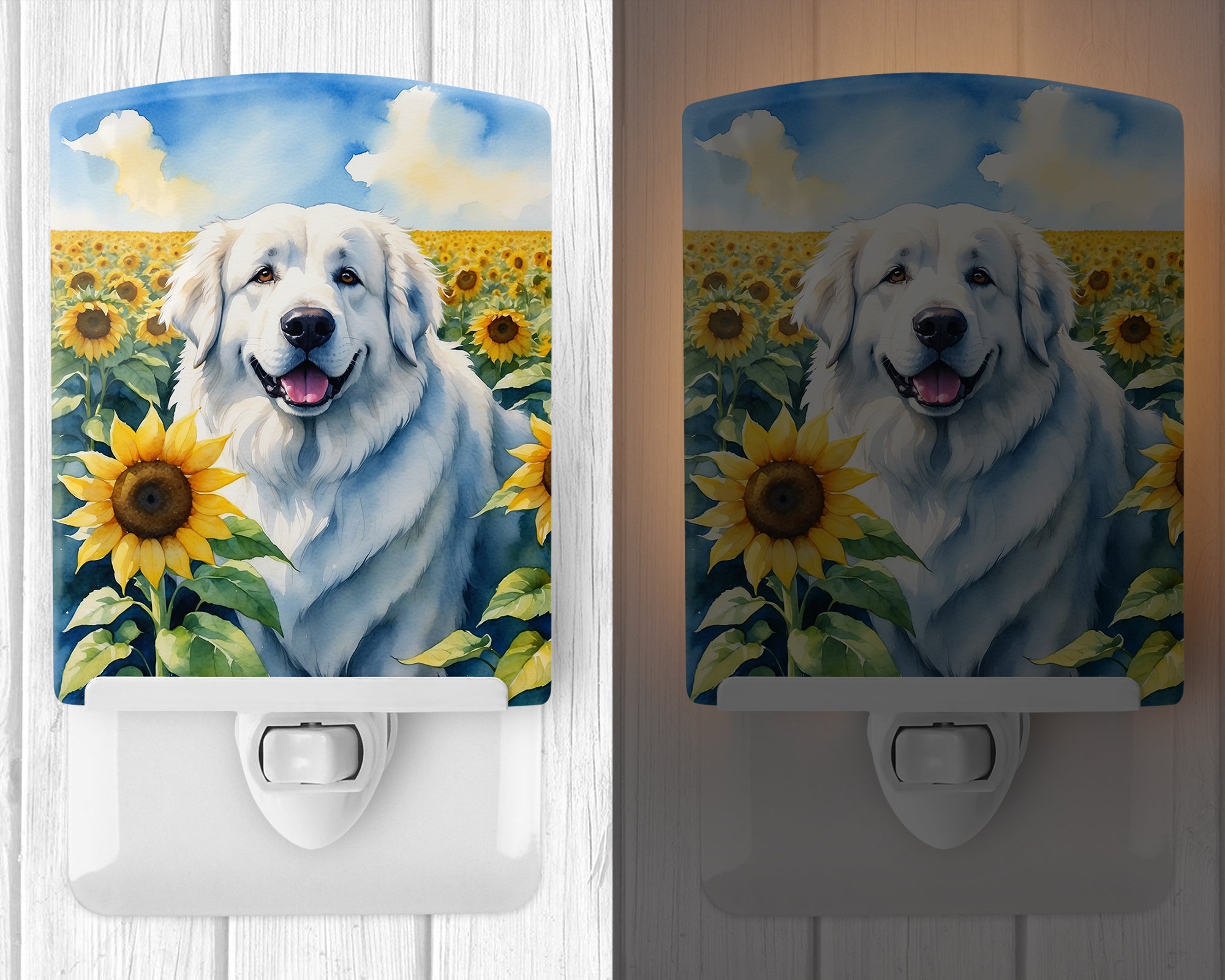 Buy this Great Pyrenees in Sunflowers Ceramic Night Light