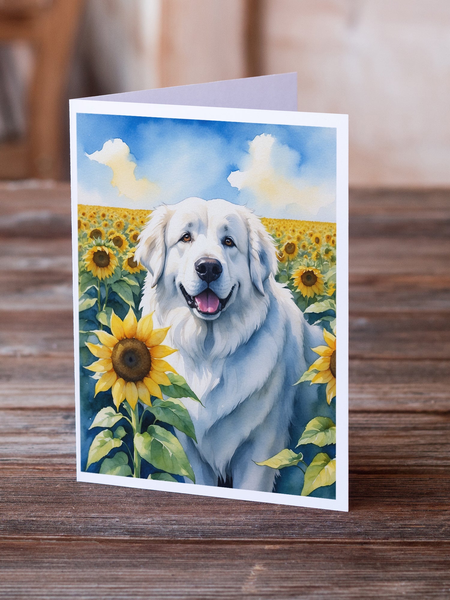 Buy this Great Pyrenees in Sunflowers Greeting Cards Pack of 8
