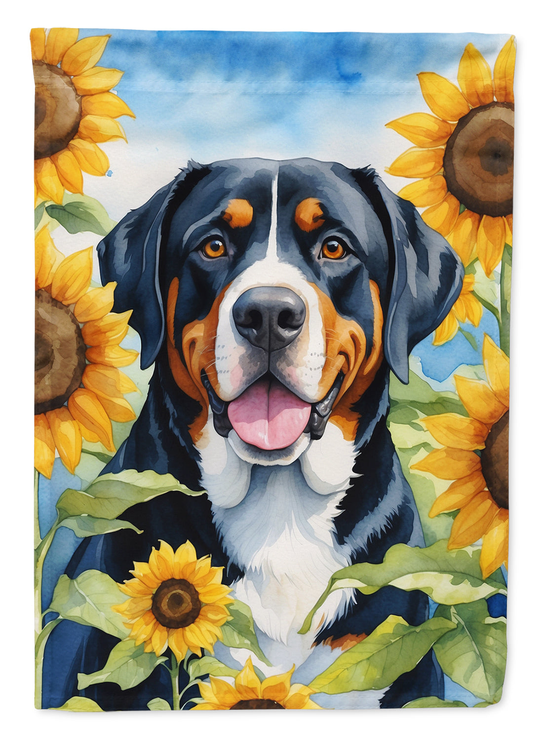 Buy this Greater Swiss Mountain Dog in Sunflowers Garden Flag