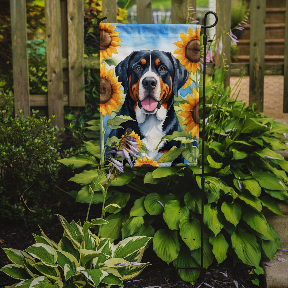 Buy this Greater Swiss Mountain Dog in Sunflowers Garden Flag