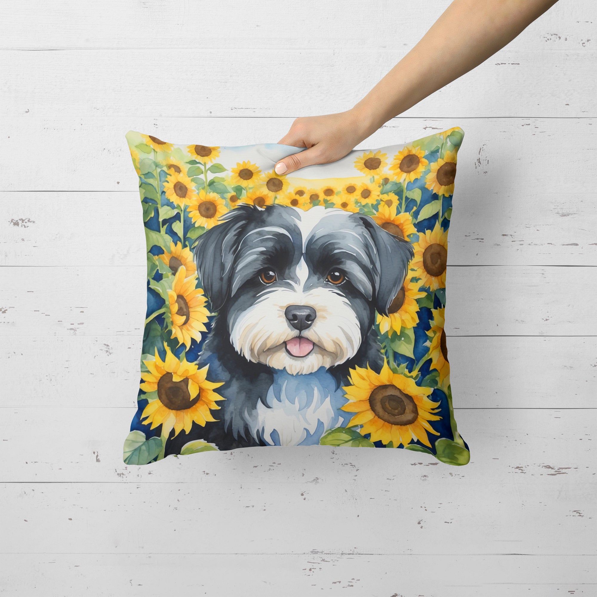 Buy this Havanese in Sunflowers Throw Pillow