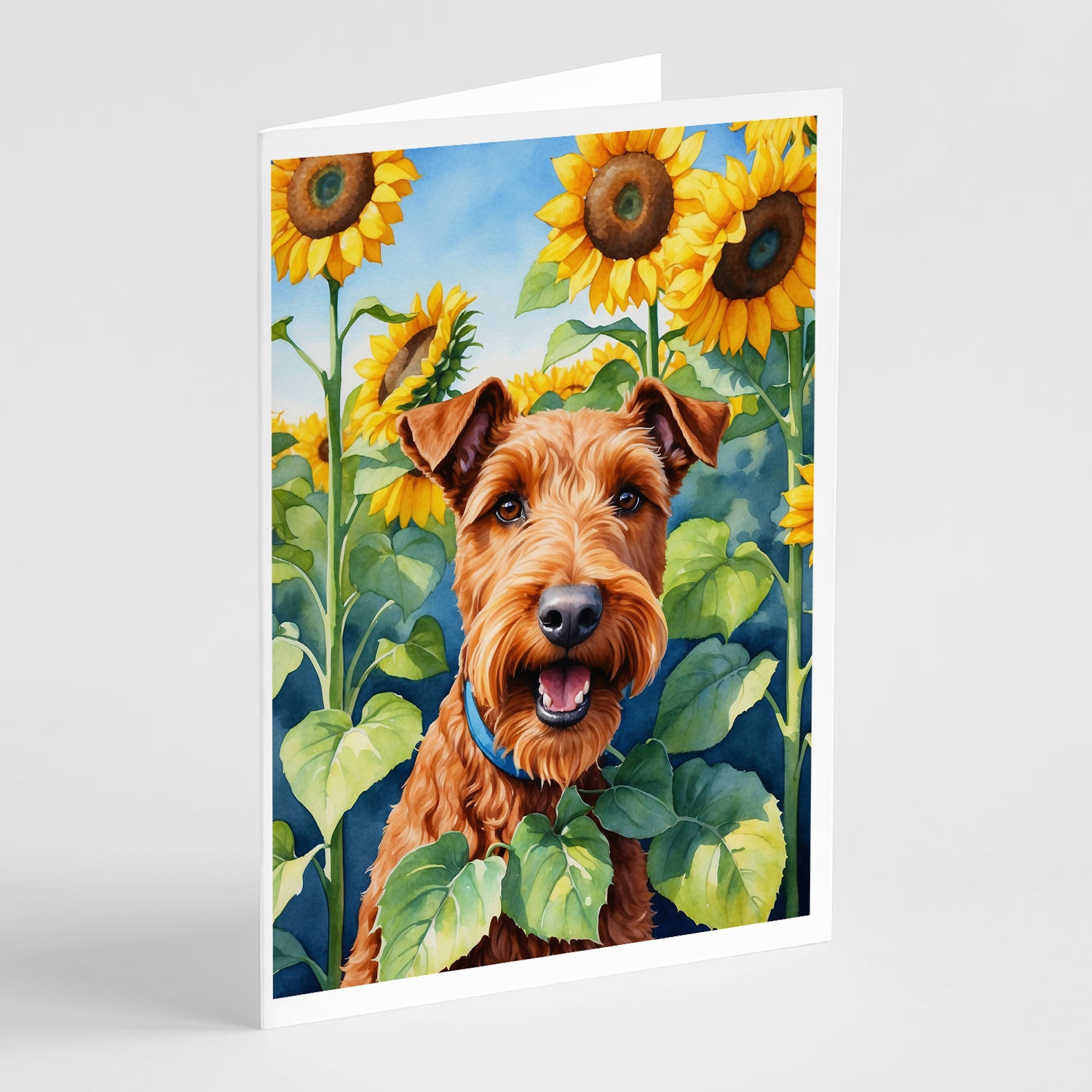 Buy this Irish Terrier in Sunflowers Greeting Cards Pack of 8
