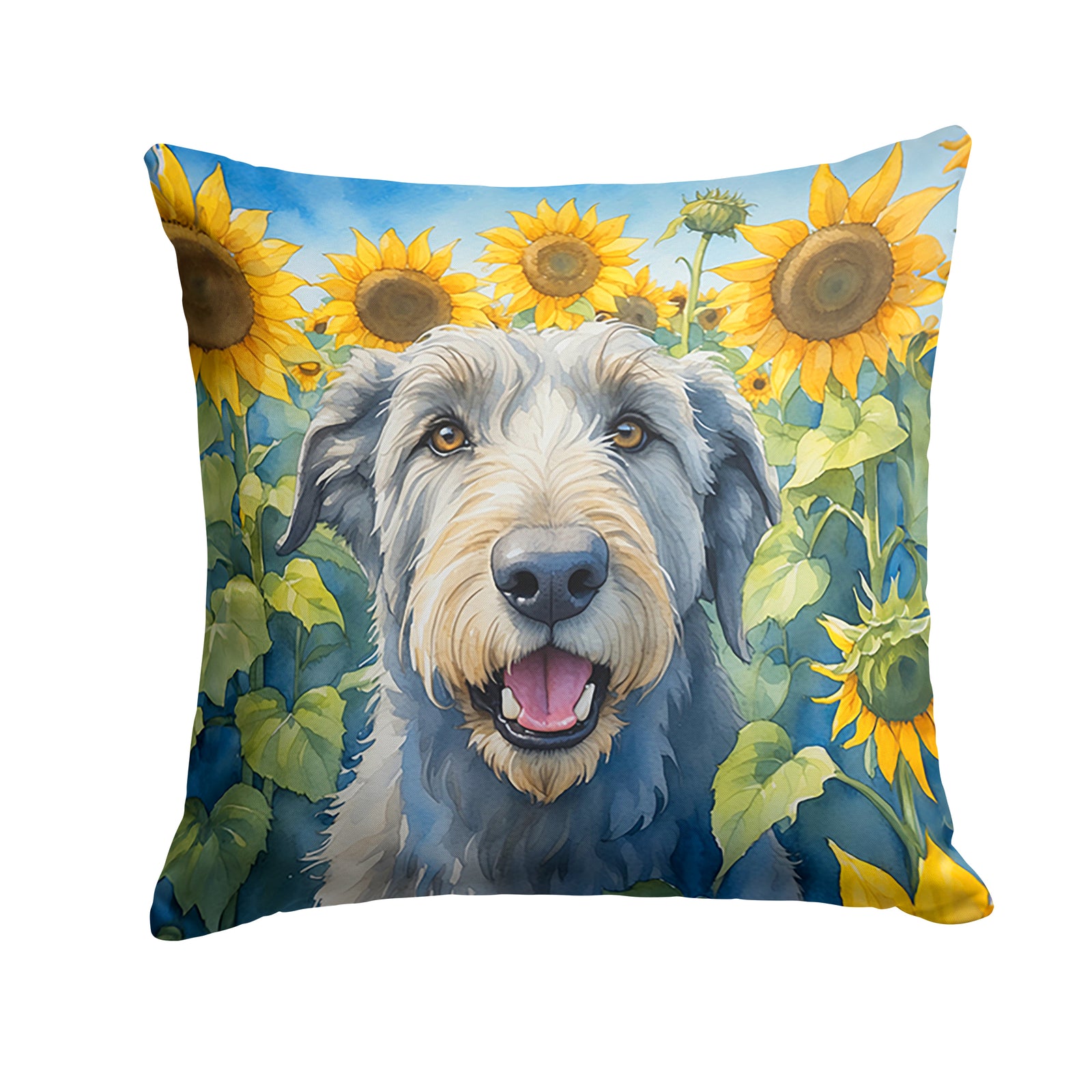 Buy this Irish Wolfhound in Sunflowers Throw Pillow