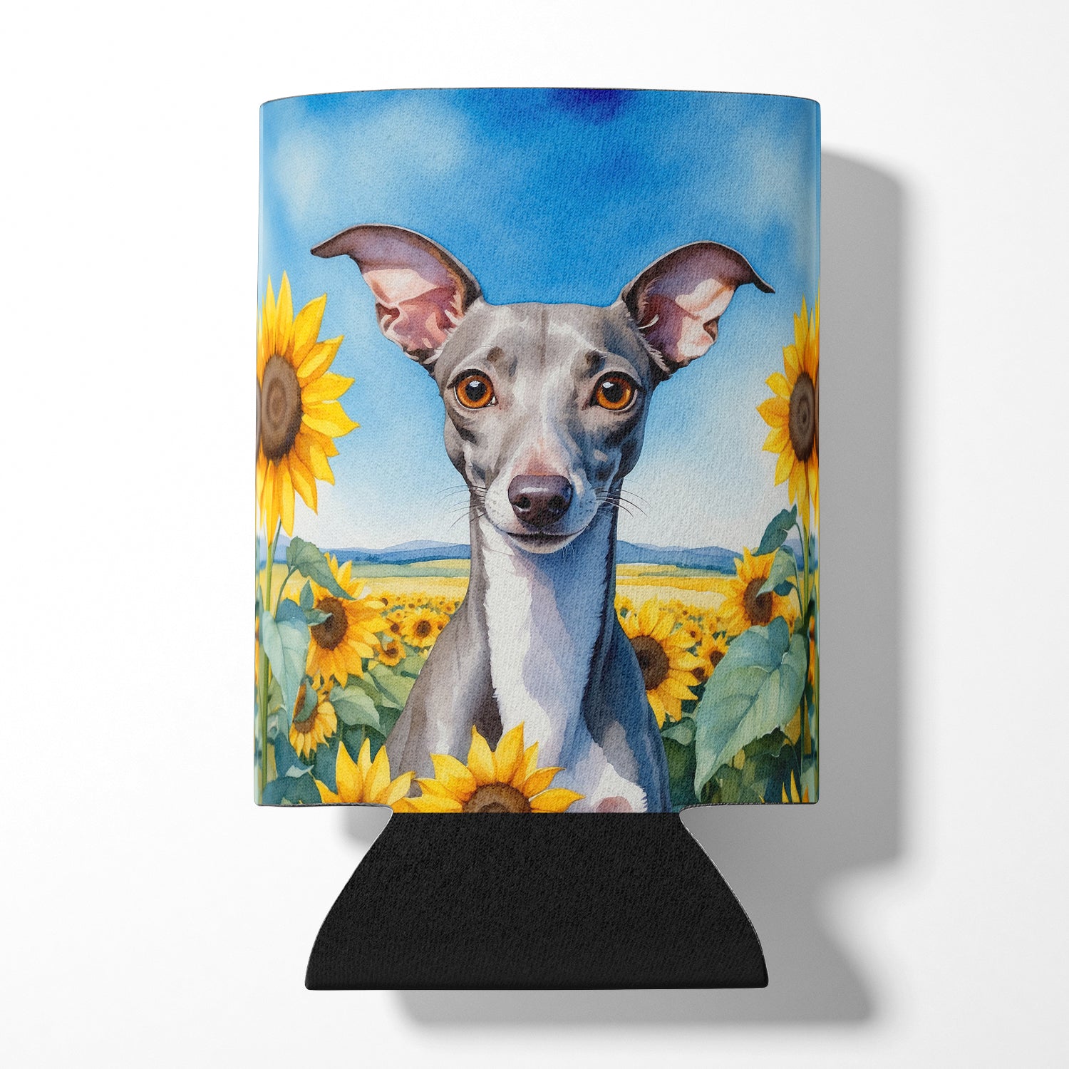 Buy this Italian Greyhound in Sunflowers Can or Bottle Hugger