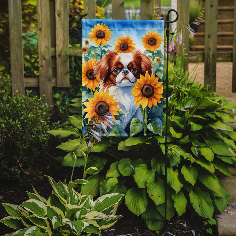 Buy this Japanese Chin in Sunflowers Garden Flag