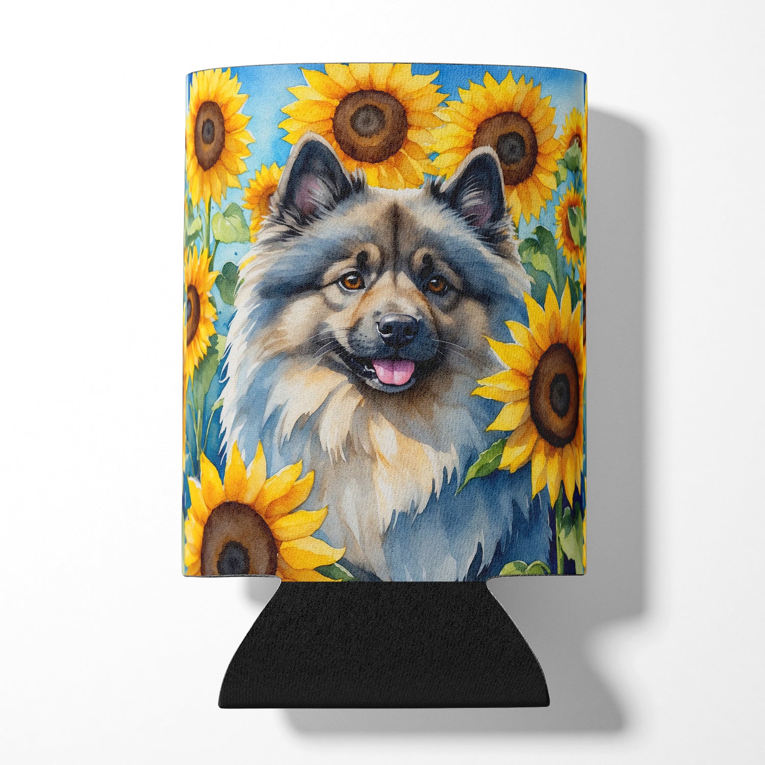 Buy this Keeshond in Sunflowers Can or Bottle Hugger