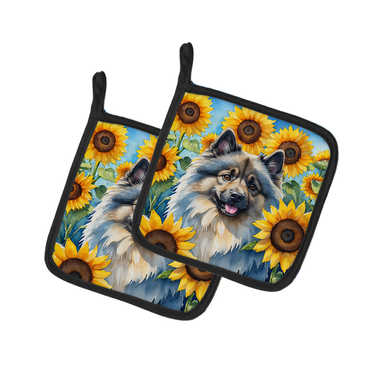 Buy this Keeshond in Sunflowers Pair of Pot Holders