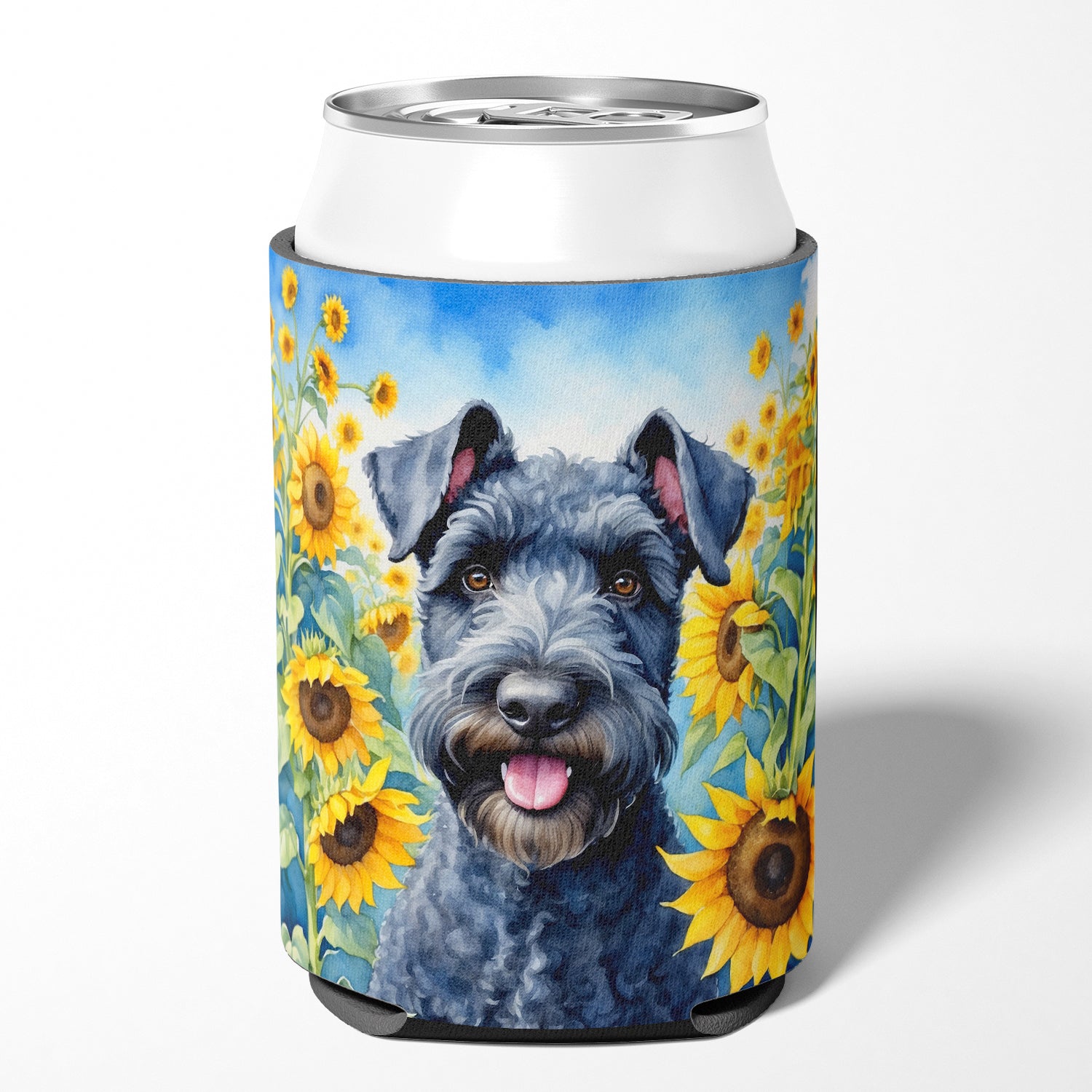 Buy this Kerry Blue Terrier in Sunflowers Can or Bottle Hugger